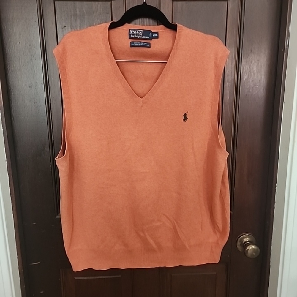 RALPH LAUREN POLO BLUE LABEL VEST. SIZE XXL.  SOFT COTTON.  Soft orange color.